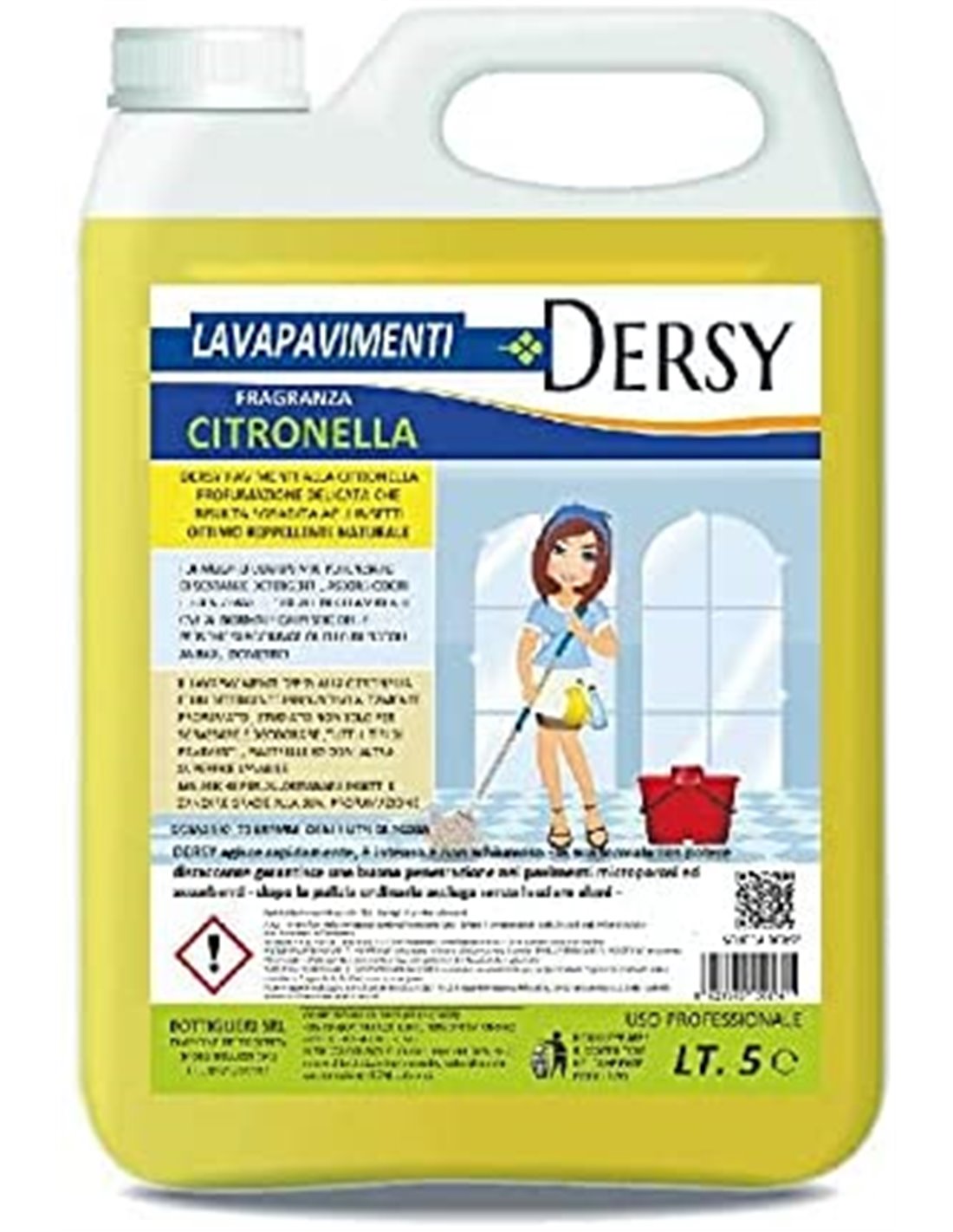 ELETTROCHIMICA DEL SELE Dersy Lavapavimenti Detergente Super Profumato alla  Citronella lt 5 Professionale Repellente, allontana