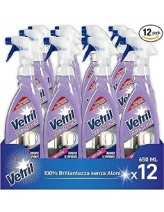 Vetril Detergente Spray Vetri e Specchi con Azione Anti Aloni 12 PEZZI X  650ML