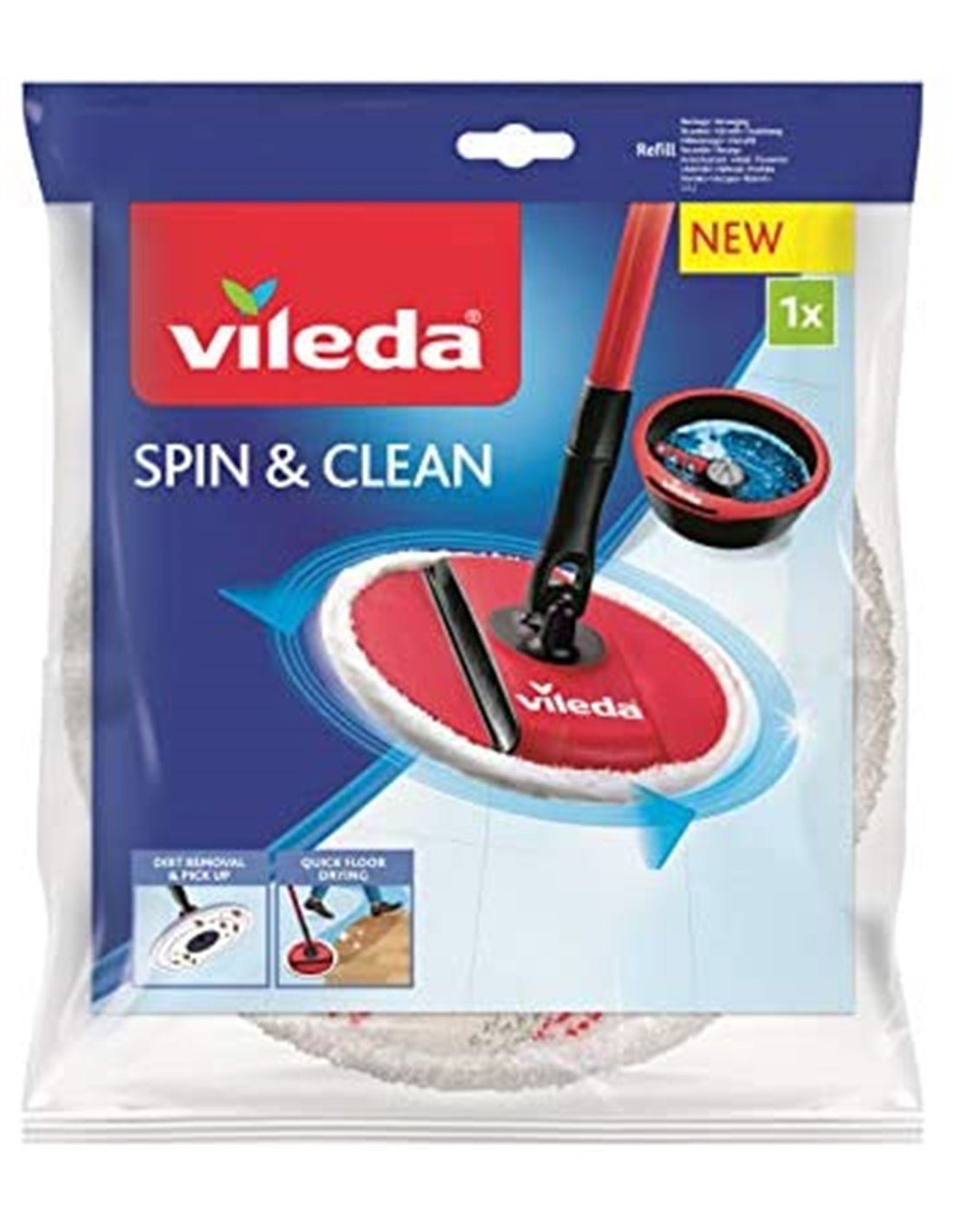 Vileda Spin & Clean Ricambio SpinMop Lavapavimenti, Bianco, 1 unità  (Confezione da 1)