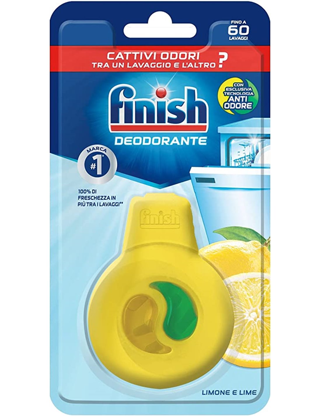 Finish Deodorante per Lavastoviglie, Additivo Lavastoviglie, 4 Confezioni,  Limone